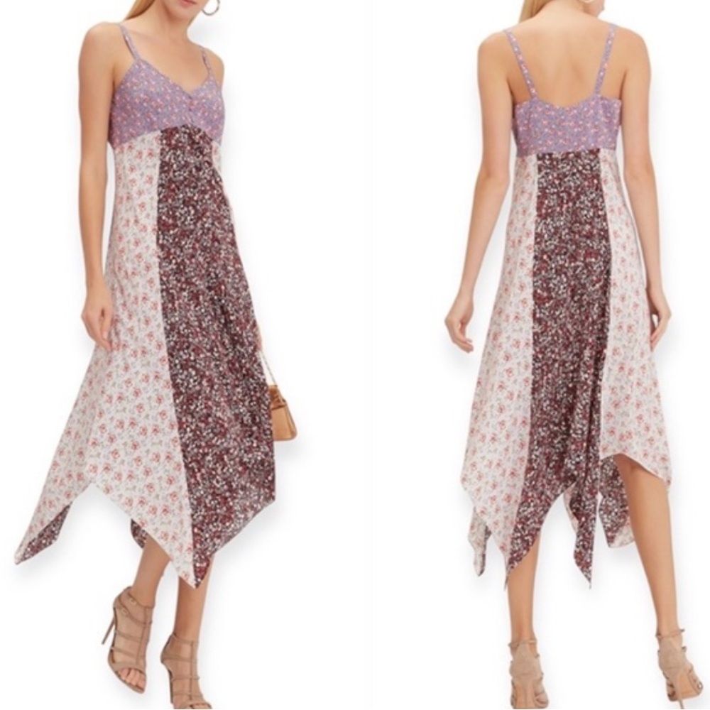 INTERMIX Purple Floral Isla Silk Dress